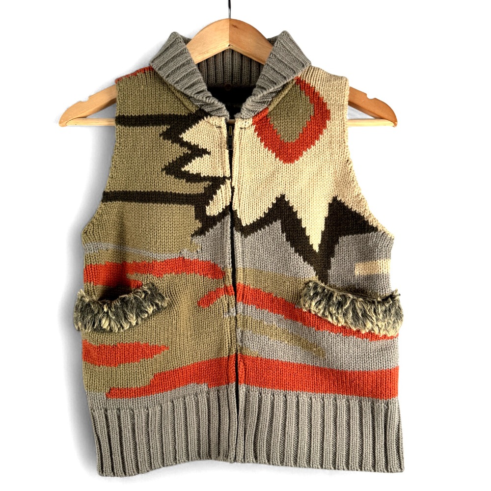 Tough Jeansmith Womens Native Aztec Indian Sweater Vest Jacket Sz XS